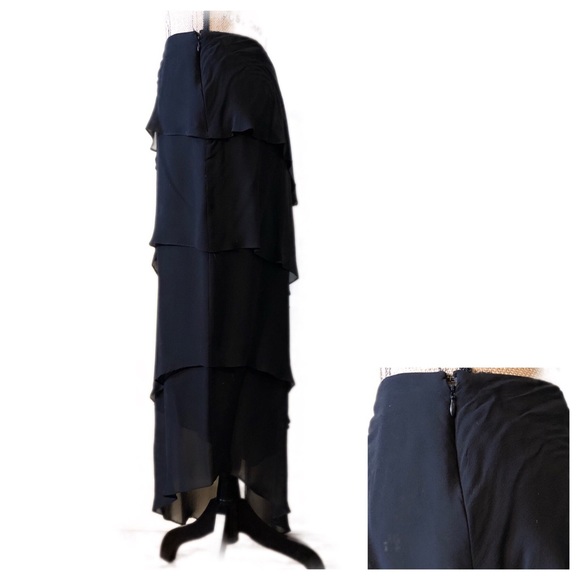 CHETTA B Black Silk Dressy Asymmetrical Skirt - Picture 5 of 8